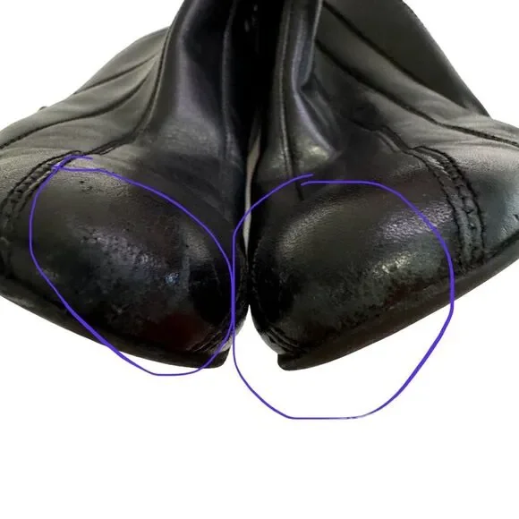 Black Leather Heeled Ankle Boots, Pointed Toe, Block Heel, Chic Classic Style - Picture 6 of 12